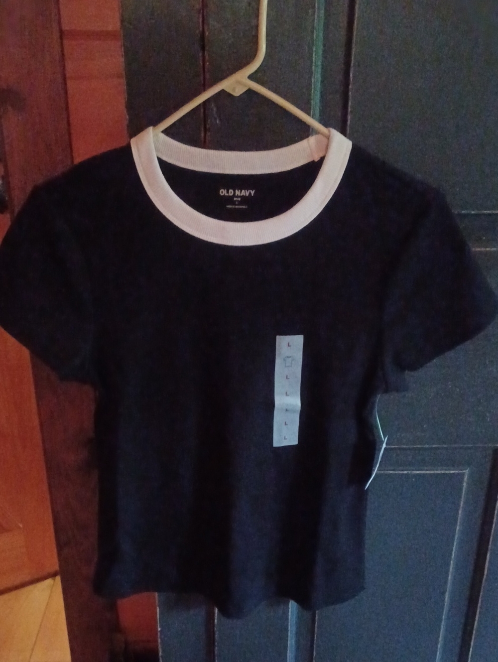 Old Navy Black Tee with White Contrast Neckline